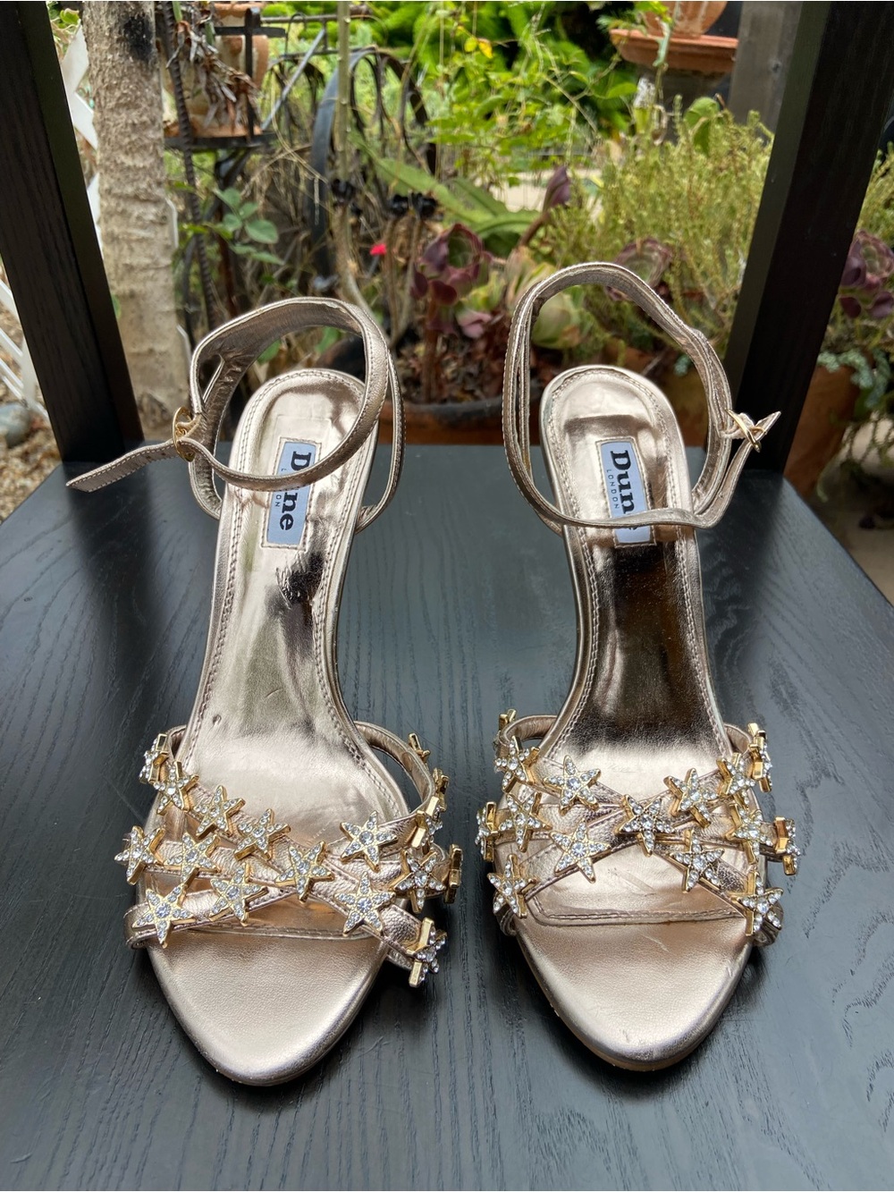 DUNE Metallic Star Ankle-Strap heels
